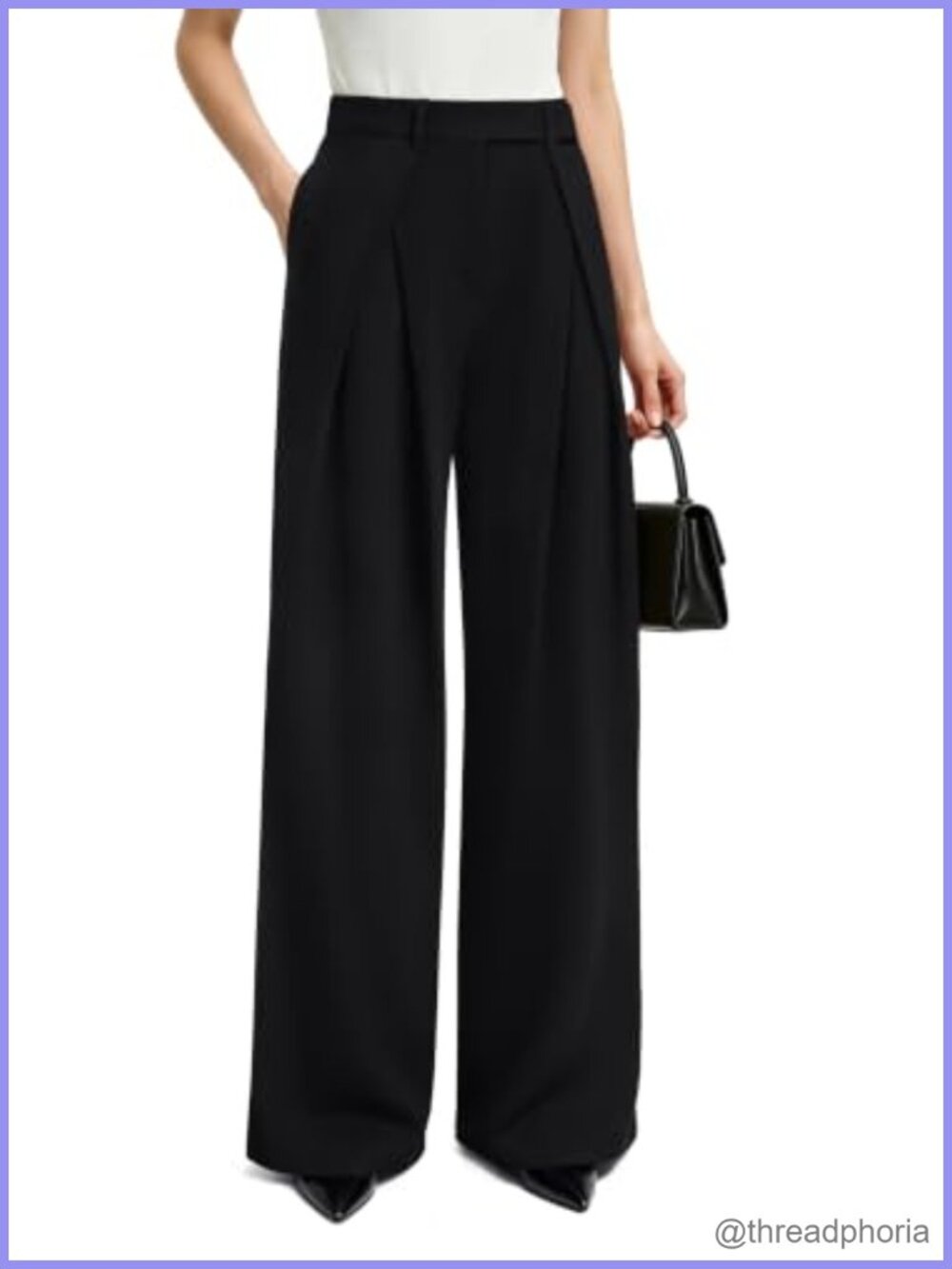 NIMIN Wide Leg Pleated High Rise Dress Pants Business Casual